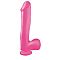 Розовый фаллоимитатор c мошонкой Basix - 26,5 см.