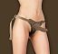Коричневый фаллос на кожаных трусиках - 15 см.