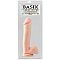 Большой фаллоимитатор телесного цвета c мошонкой Basix - 29,8 см.