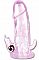 Розовая вибронасадка со стимуляцией клитора и ануса - 12,5 см.