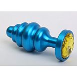 <strong>Синяя ребристая анальная пробка с жёлтым кристаллом - 7,3 см.</strong> <br />
Металлическая анальная пробка с ограничительным основанием для безопасного использования и кристаллом. <div class="charTableblock"><div><span>Длина, см</span>: 7.30</div><div><span>Диаметр, см</span>: 2.90</div><div><span>Материал</span>: металл</div><div><span>Длина, см</span>: 5-8</div><div><span>Диаметр, см</span>: 2</div></div> Синяя ребристая анальная пробка с жёлтым кристаллом - 7,3 см.
Металлическая анальная пробка с ограничительным основанием для безопасного использования и кристаллом.