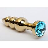 <strong>Золотистая анальная ёлочка с голубым кристаллом - 11,2 см.</strong> <br />
Металлическая анальная пробка с ограничительным основанием для безопасного использования и кристаллом. <div class="charTableblock"><div><span>Длина, см</span>: 11.20</div><div><span>Диаметр, см</span>: 2.90</div><div><span>Материал</span>: металл</div><div><span>Длина, см</span>: 9-12</div><div><span>Диаметр, см</span>: 2</div></div> Золотистая анальная ёлочка с голубым кристаллом - 11,2 см.
Металлическая анальная пробка с ограничительным основанием для безопасного использования и кристаллом.