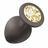 <strong>Чёрная анальная пробка Emotions Cutie Large с желтым кристаллом - 10 см.</strong> <br />
Анальная пробка конусообразной формы, выполнена из гипоаллергенного силикона и украшена красивой стразой в основании. <div class="charTableblock"><div><span>Длина, см</span>: 10.00</div><div><span>Диаметр, см</span>: 4.20</div><div><span>Материал</span>: силикон</div><div><span>Длина, см</span>: 9-12</div><div><span>Диаметр, см</span>: 4</div></div> Чёрная анальная пробка Emotions Cutie Large с желтым кристаллом - 10 см.
Анальная пробка конусообразной формы, выполнена из гипоаллергенного силикона и украшена красивой стразой в основании.