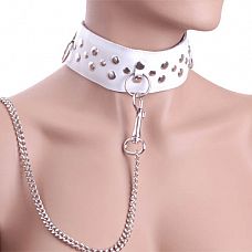 <strong>Белый ошейник из кожи с цепочкой-поводком</strong> <br />
Изготовлен из натуральной кожи с велюровой подкладкой.<div class="charTableblock"><div><span>Материал</span>: кожа</div><div><span>Цвет</span>: белый</div><div><span>Производитель</span>: Sitabella, Россия</div></div> Белый ошейник из кожи с цепочкой-поводком
Изготовлен из натуральной кожи с велюровой подкладкой.