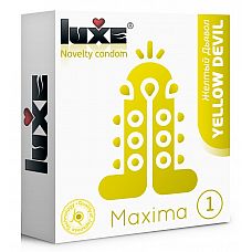 <strong>Презерватив Luxe Maxima WHITE Желтый Дьявол - 1 шт.</strong> <br />
Как выглядит демон удовольствия? У него мягонький хохолок, 3 руки с шариками-кулаками на кончиках и золотой пупырчатый пояс.<div class="charTableblock"><div><span>Производитель</span>: Luxe, Китай</div></div> Презерватив Luxe Maxima WHITE Желтый Дьявол - 1 шт.
Как выглядит демон удовольствия? У него мягонький хохолок, 3 руки с шариками-кулаками на кончиках и золотой пупырчатый пояс.