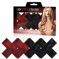 <strong>Красные и черные пэстисы-кресты STOLEN KISSES</strong> <br />
Больше никаких неудобств и неудобного белья, когда одеваешь сексуальные платья и топы, например, на романтическое свидание! Добавьте сексуальности своему имиджу! Новые соблазнительные платья и топы без бретелей, красивое декольте - все может быть в Вашем новом стиле, и Вы можете не бояться, что будет открыто слишком много! Две пары пэстисов в форме крестов - красные однотонные, покрытые красным сатином, и черные с принтом губ.<div class="charTableblock"> </div> Красные и черные пэстисы-кресты STOLEN KISSES
Больше никаких неудобств и неудобного белья, когда одеваешь сексуальные платья и топы, например, на романтическое свидание! Добавьте сексуальности своему имиджу! Новые соблазнительные платья и топы без бретелей, красивое декольте - все может быть в Вашем новом стиле, и Вы можете не бояться, что будет открыто слишком много! Две пары пэстисов в форме крестов - красные однотонные, покрытые красным сатином, и черные с принтом губ.