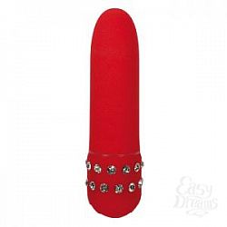 Красный мини-вибратор с кристаллами Diamond Red Petit - 11 см. Красный мини-вибратор с кристаллами Diamond Red Petit - 11 см.