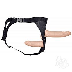 Телесный страпон с вагинальной пробкой Double Dong Strap-On - 19 см. Телесный страпон с вагинальной пробкой Double Dong Strap-On - 19 см.