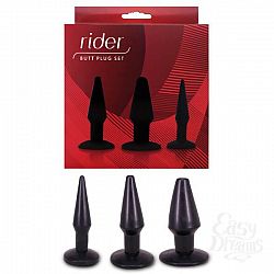 Набор Rider из 3 анальных пробок различного размера Набор Rider из 3 анальных пробок различного размера