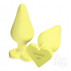 Жёлтая анальная пробка с сердечком в основании NAUGHTY CANDY HEART SPANK ME - 8,8 см. Жёлтая анальная пробка с сердечком в основании NAUGHTY CANDY HEART SPANK ME - 8,8 см.