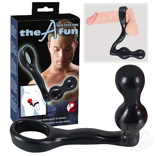 Фотография 1:  Чёрное эрекционное кольцо с анальным стимулятором Anal Cockring