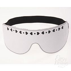 Белая кожаная маска на глаза с аппликацией в форме сердечек Белая кожаная маска на глаза с аппликацией в форме сердечек
