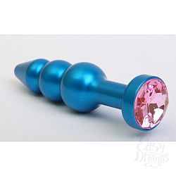  Пробка металл фигурная елочка синяя с розовым стразом 11,2х2,9см 47430-MM