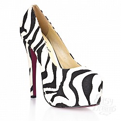 Туфли из искусственной шерсти зебры BLACK&WHITE HFW-501-5 Туфли из искусственной шерсти зебры BLACK&WHITE HFW-501-5