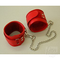 Оковы кожаные красные на липучках, соединенные цепочкой длиной 35см 3073-2 Оковы кожаные красные на липучках, соединенные цепочкой длиной 35см 3073-2
